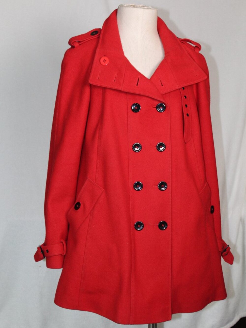Nicole Miller Size 8 Red Wool Nylon Blend Peacoat